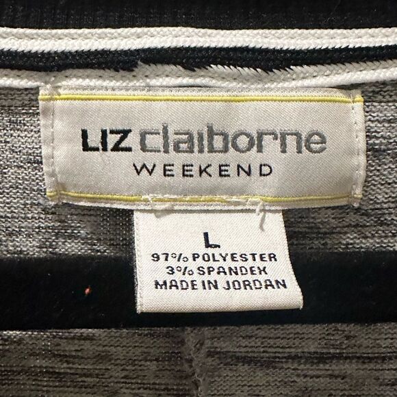 Liz Claiborne weekend Womens Long Sleeve Stretch GrayBlack and Gray V-Neck - Picture 5 of 8